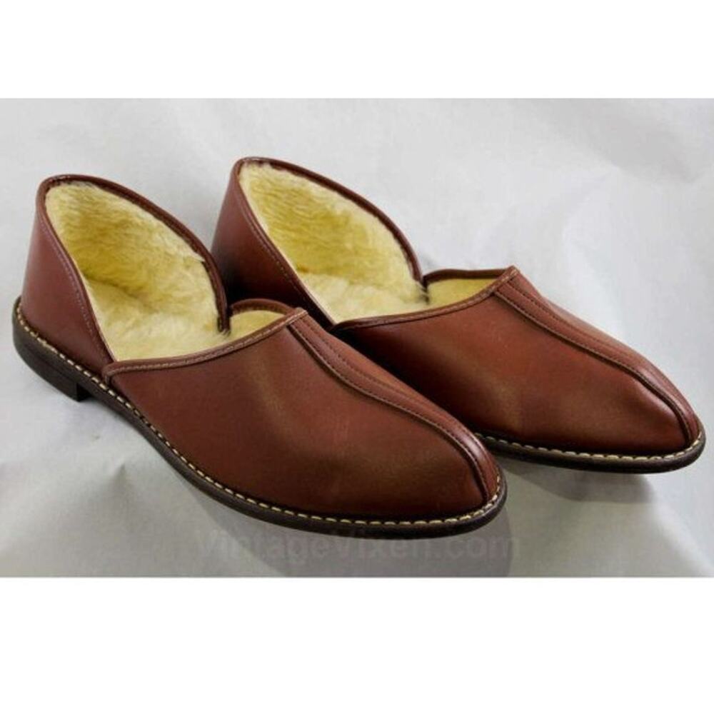 Beautiful vintage men's slippers with fleece lining Sz 13
